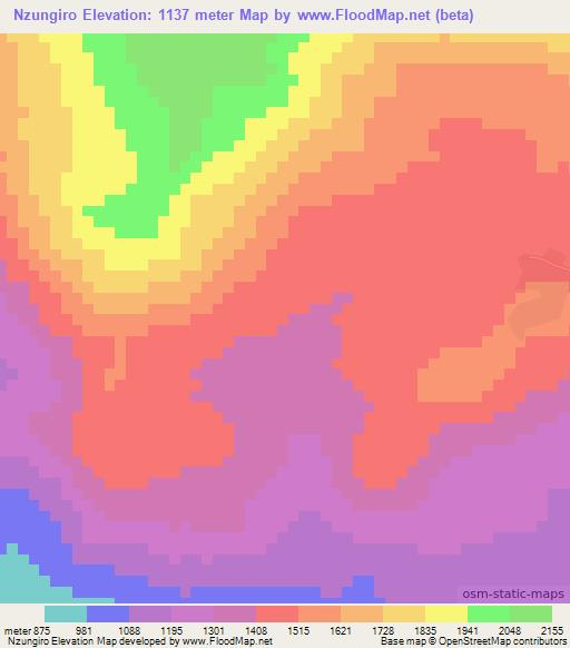 Nzungiro,Tanzania Elevation Map