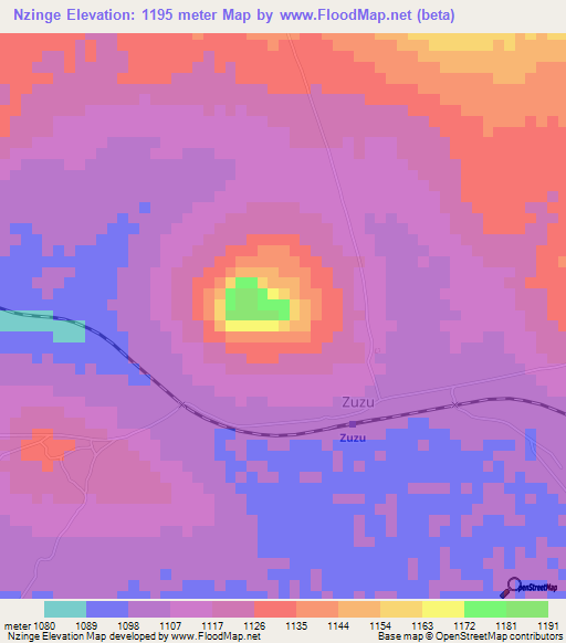 Nzinge,Tanzania Elevation Map