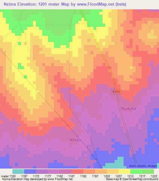 Nzima,Tanzania Elevation Map