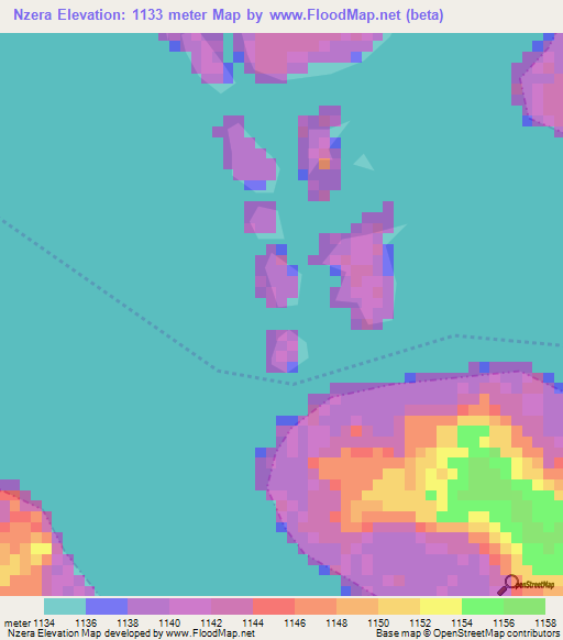 Nzera,Tanzania Elevation Map