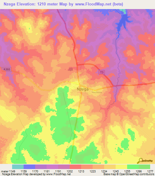 Nzega,Tanzania Elevation Map