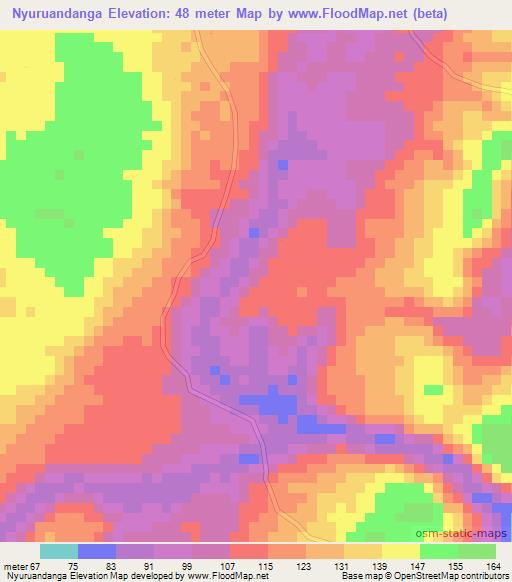 Nyuruandanga,Tanzania Elevation Map