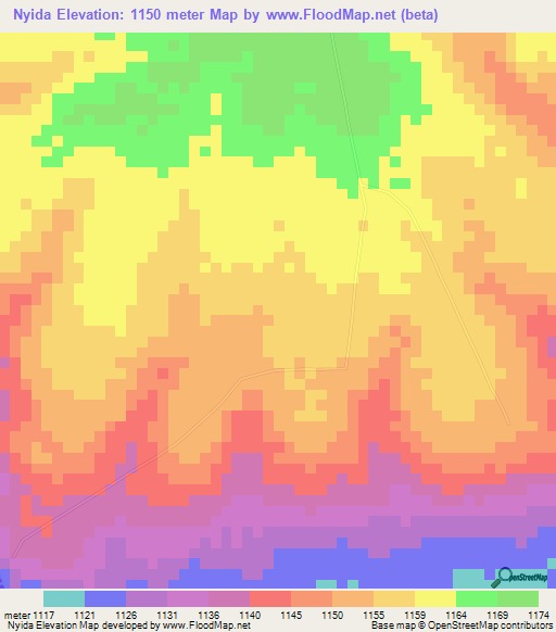 Nyida,Tanzania Elevation Map