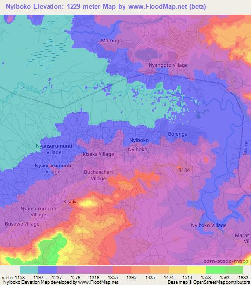 Nyiboko,Tanzania Elevation Map