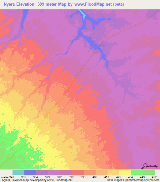 Nyera,Tanzania Elevation Map