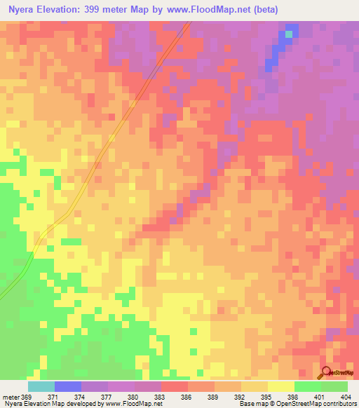 Nyera,Tanzania Elevation Map