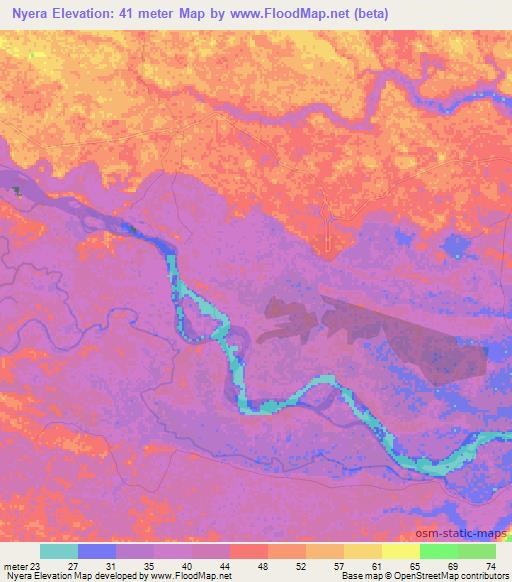 Nyera,Tanzania Elevation Map