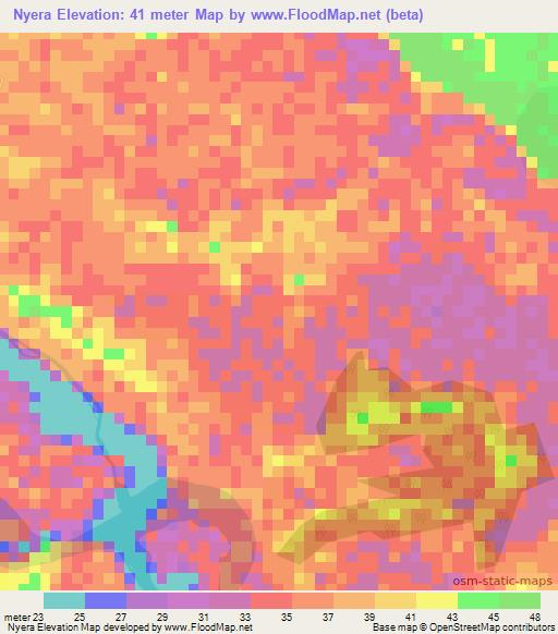 Nyera,Tanzania Elevation Map