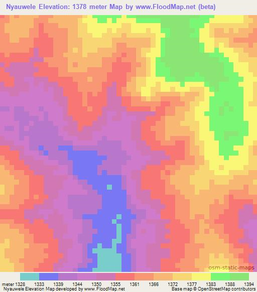 Nyauwele,Tanzania Elevation Map