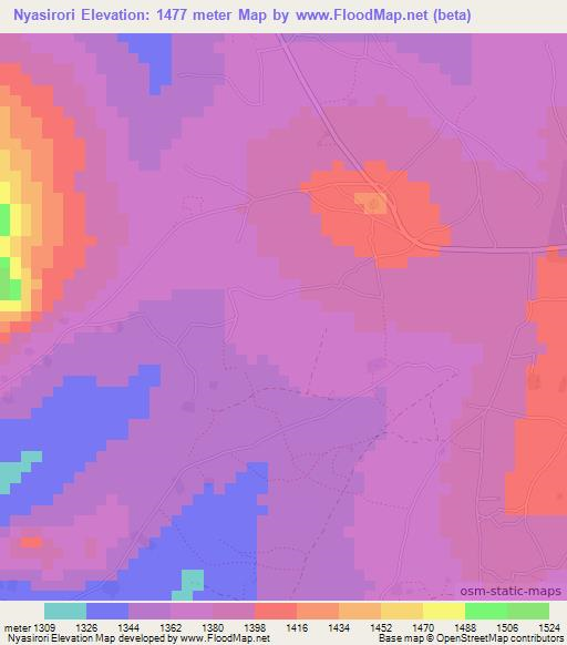 Nyasirori,Tanzania Elevation Map