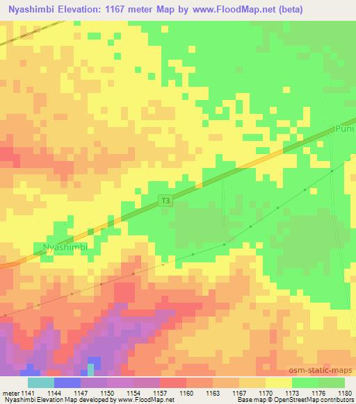 Nyashimbi,Tanzania Elevation Map