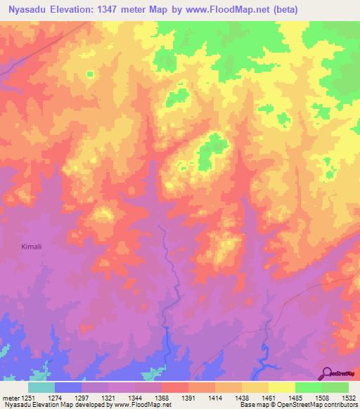 Nyasadu,Tanzania Elevation Map