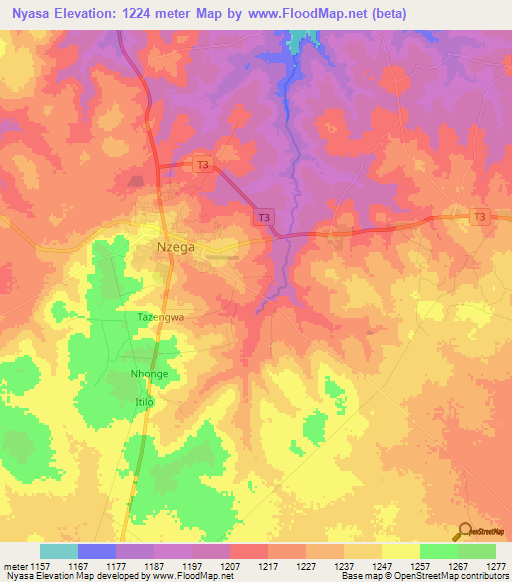 Nyasa,Tanzania Elevation Map