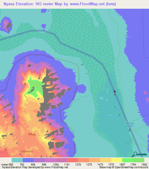 Nyasa,Tanzania Elevation Map