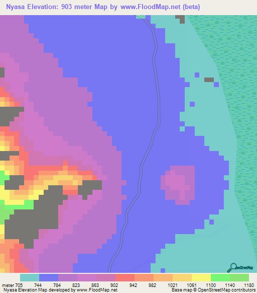 Nyasa,Tanzania Elevation Map