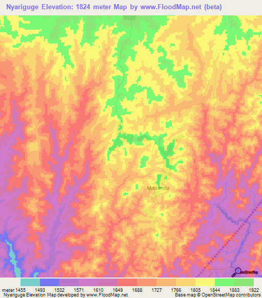 Nyariguge,Tanzania Elevation Map