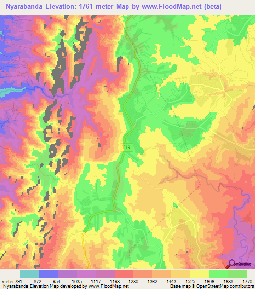 Nyarabanda,Tanzania Elevation Map