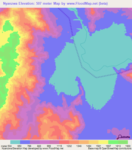 Nyanzwa,Tanzania Elevation Map