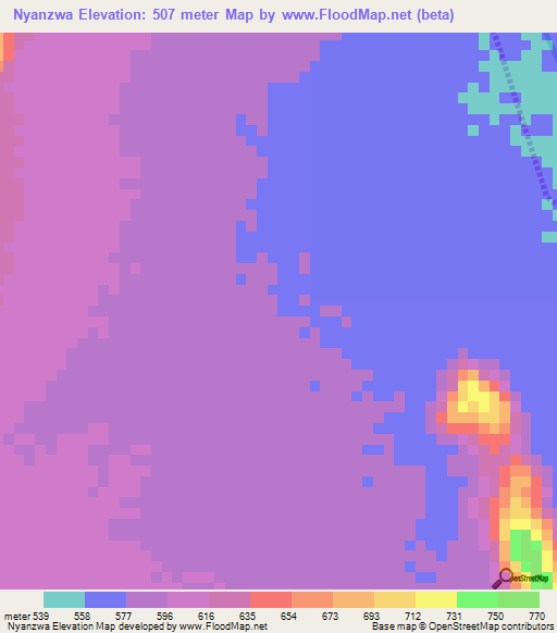 Nyanzwa,Tanzania Elevation Map