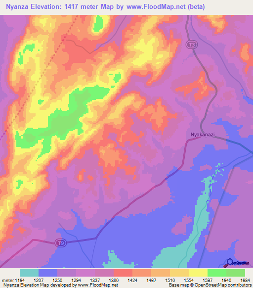Nyanza,Tanzania Elevation Map