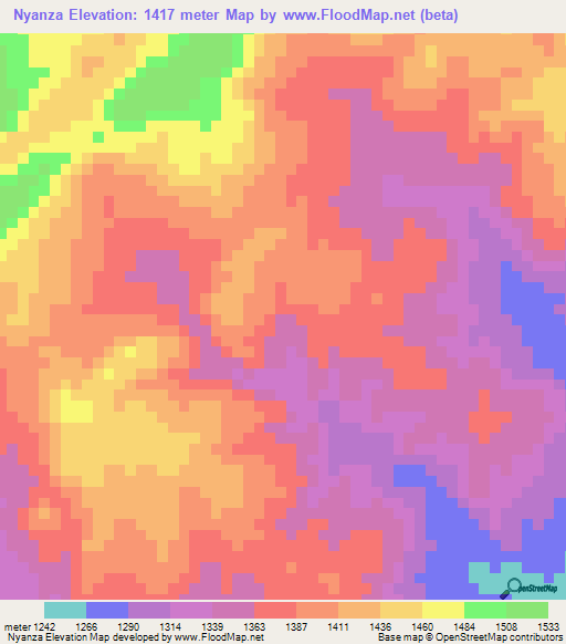 Nyanza,Tanzania Elevation Map