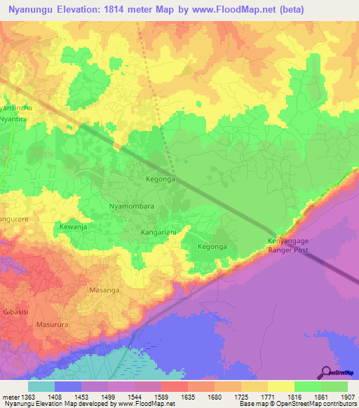 Nyanungu,Tanzania Elevation Map