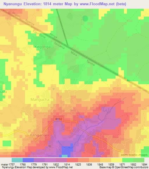 Nyanungu,Tanzania Elevation Map