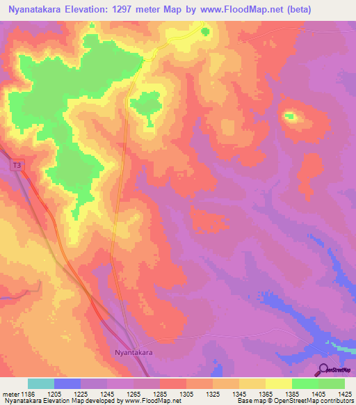 Nyanatakara,Tanzania Elevation Map