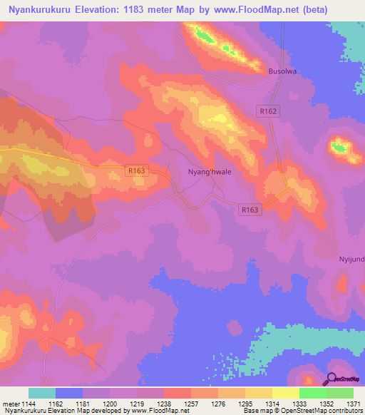 Nyankurukuru,Tanzania Elevation Map