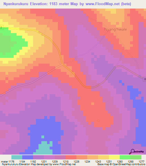 Nyankurukuru,Tanzania Elevation Map