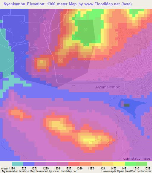 Nyankambu,Tanzania Elevation Map