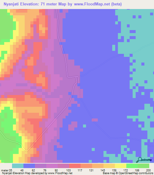 Nyanjati,Tanzania Elevation Map