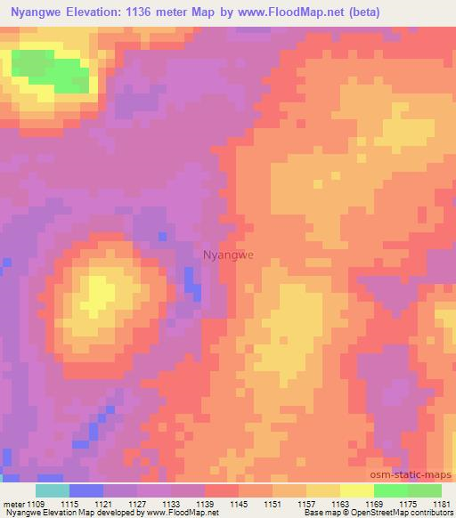 Nyangwe,Tanzania Elevation Map