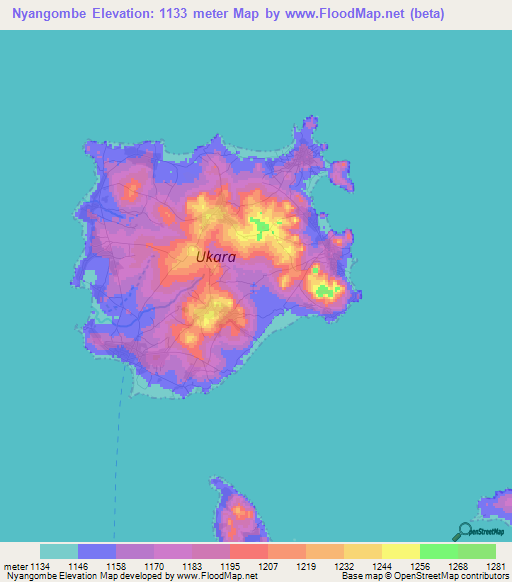 Nyangombe,Tanzania Elevation Map