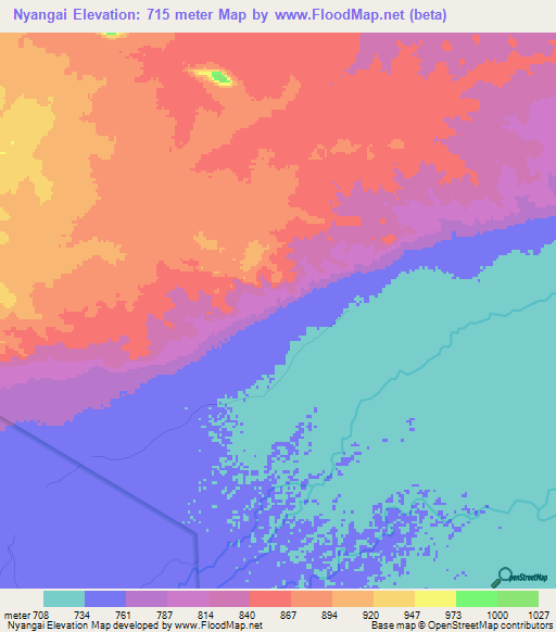 Nyangai,Tanzania Elevation Map