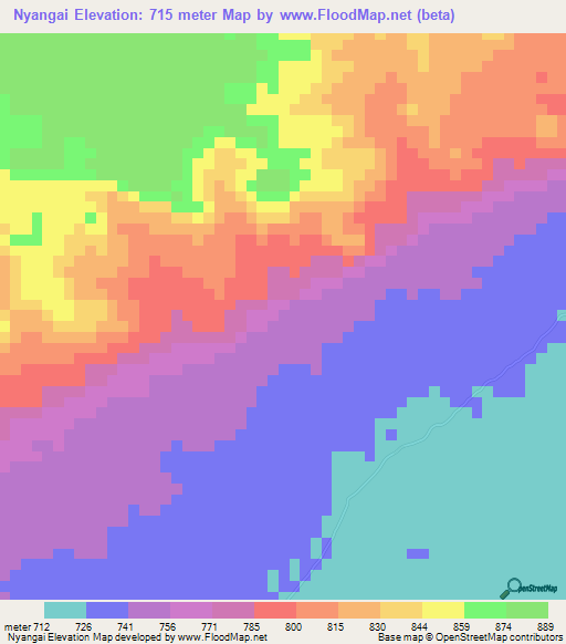 Nyangai,Tanzania Elevation Map