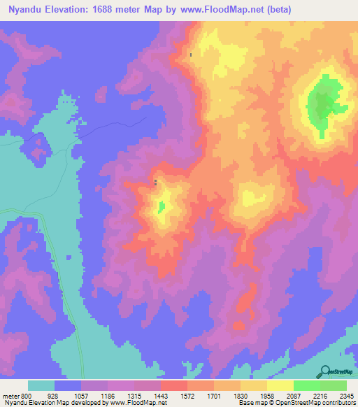 Nyandu,Tanzania Elevation Map