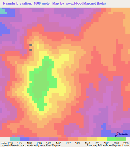 Nyandu,Tanzania Elevation Map