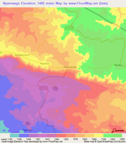 Nyamwaga,Tanzania Elevation Map