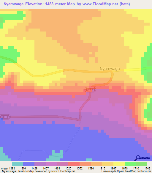 Nyamwaga,Tanzania Elevation Map