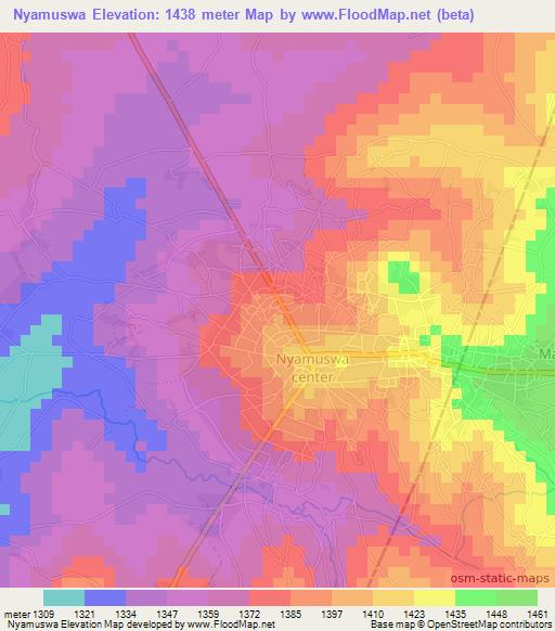 Nyamuswa,Tanzania Elevation Map