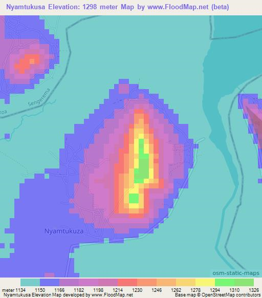 Nyamtukusa,Tanzania Elevation Map