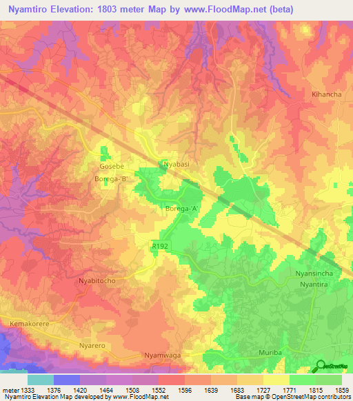 Nyamtiro,Tanzania Elevation Map