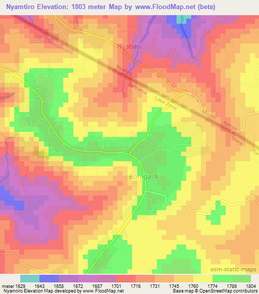 Nyamtiro,Tanzania Elevation Map