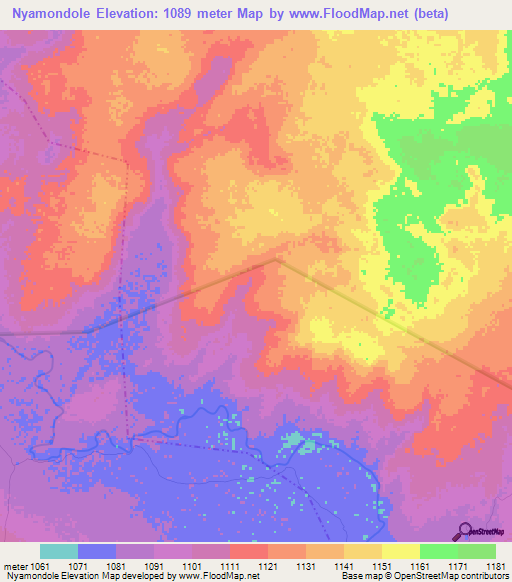 Nyamondole,Tanzania Elevation Map