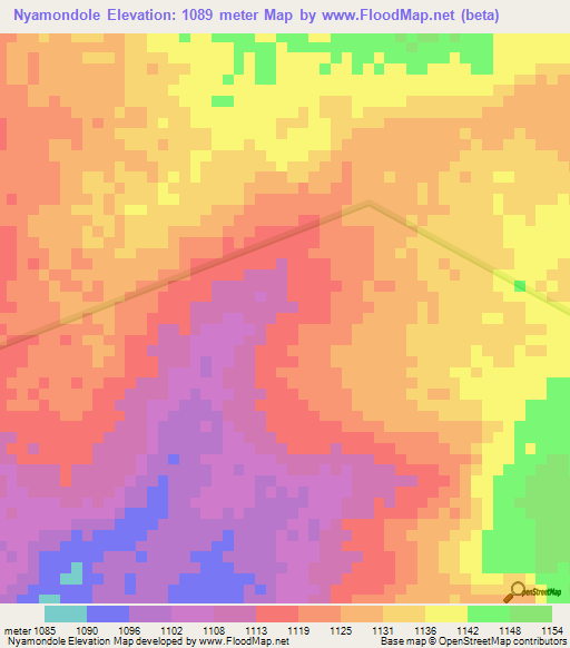 Nyamondole,Tanzania Elevation Map