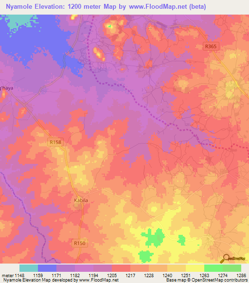 Nyamole,Tanzania Elevation Map