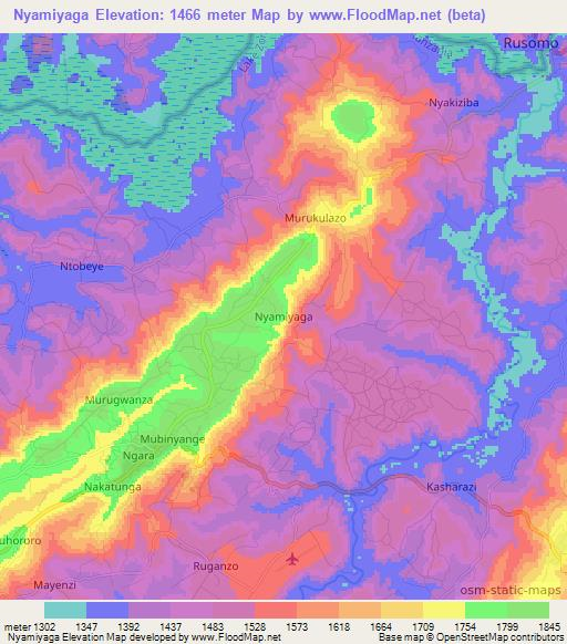 Nyamiyaga,Tanzania Elevation Map