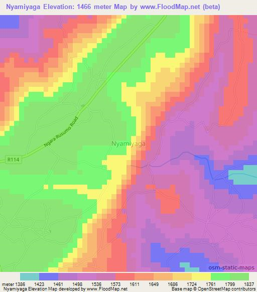 Nyamiyaga,Tanzania Elevation Map