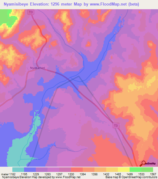 Nyamisibeye,Tanzania Elevation Map